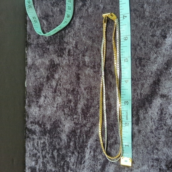 Unmarked Vintage 2-Tone Silver/Gold Herringbone Choker - Picture 5 of 5